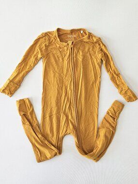 Muse Threads Solid Orange Bamboo Convertible Footie Zip Romper Pjs XS 2/3T